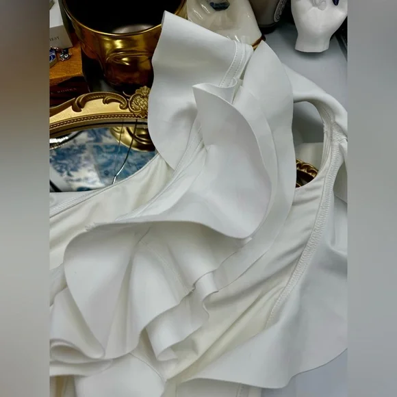 Zimmermann White Ruffled One Piece Swimsuit - Picture 14 of 16